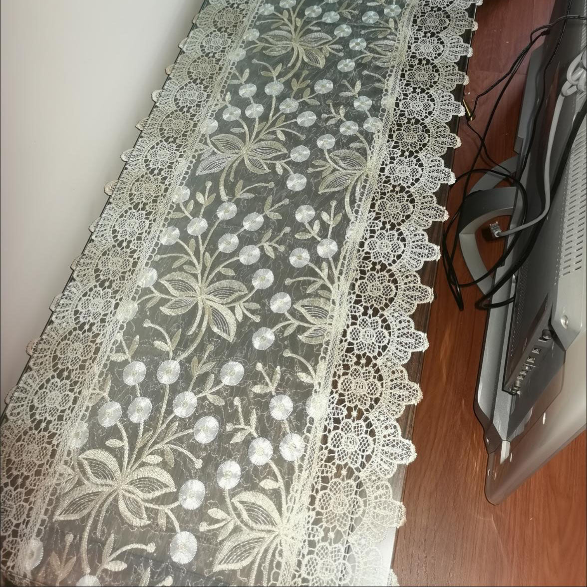 Elegant Embroidered Lace Table Runner for Luxurious Decor