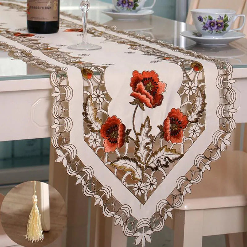 New Chinese Classical Jacquard Table Runner Tassel Home Cloth Decoration Runner Strip Tablecloth Living Room Dining Room Decor
