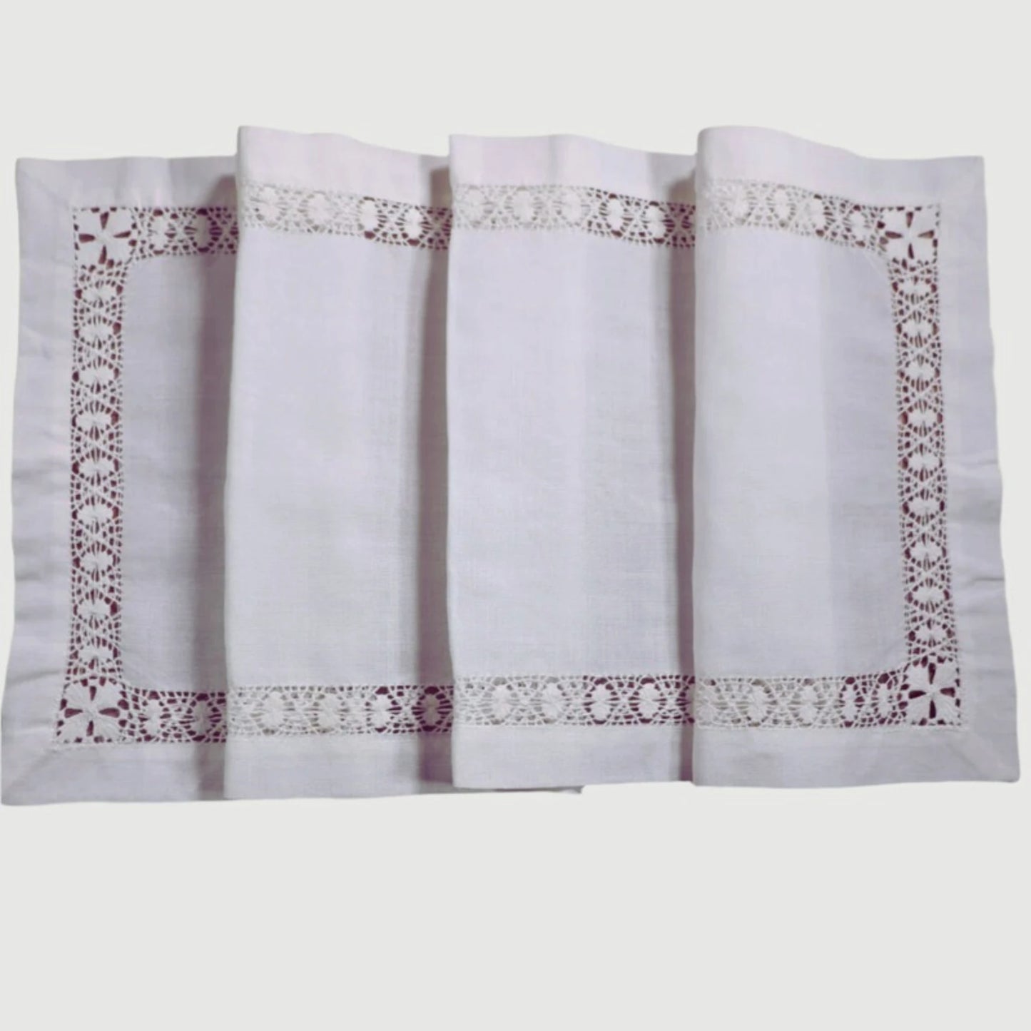 TR003 Ivory 1 piece 100% ramie 12“x36" handmade drawn thread work hand embroidery Table runners