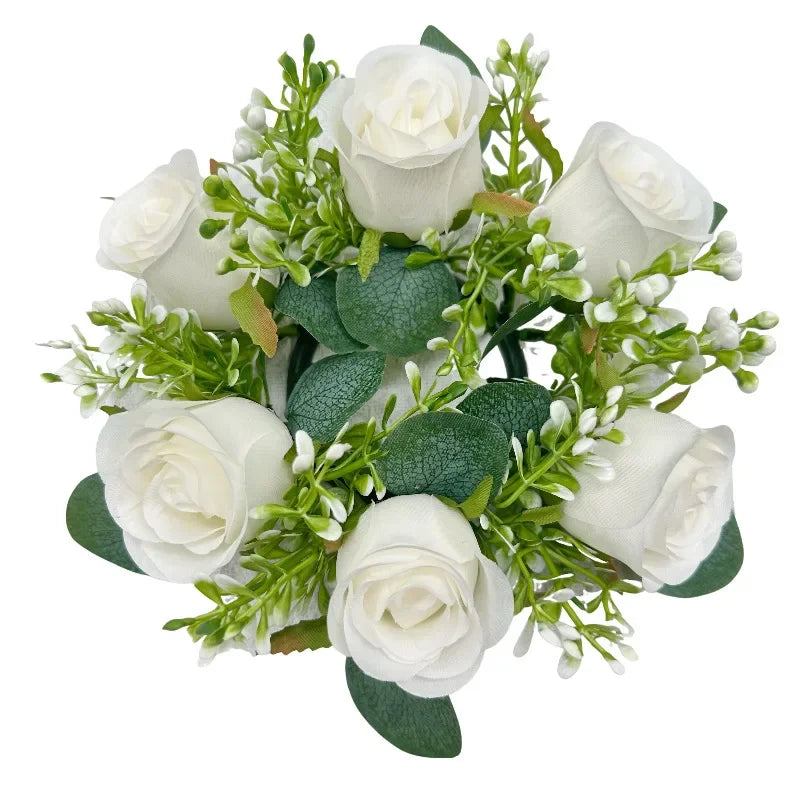 20Pcs Rose Candle Rings Artificial Floral Wreath Flower 2.9Inch Table Garland for Wedding Centerpiece Party Home Decor