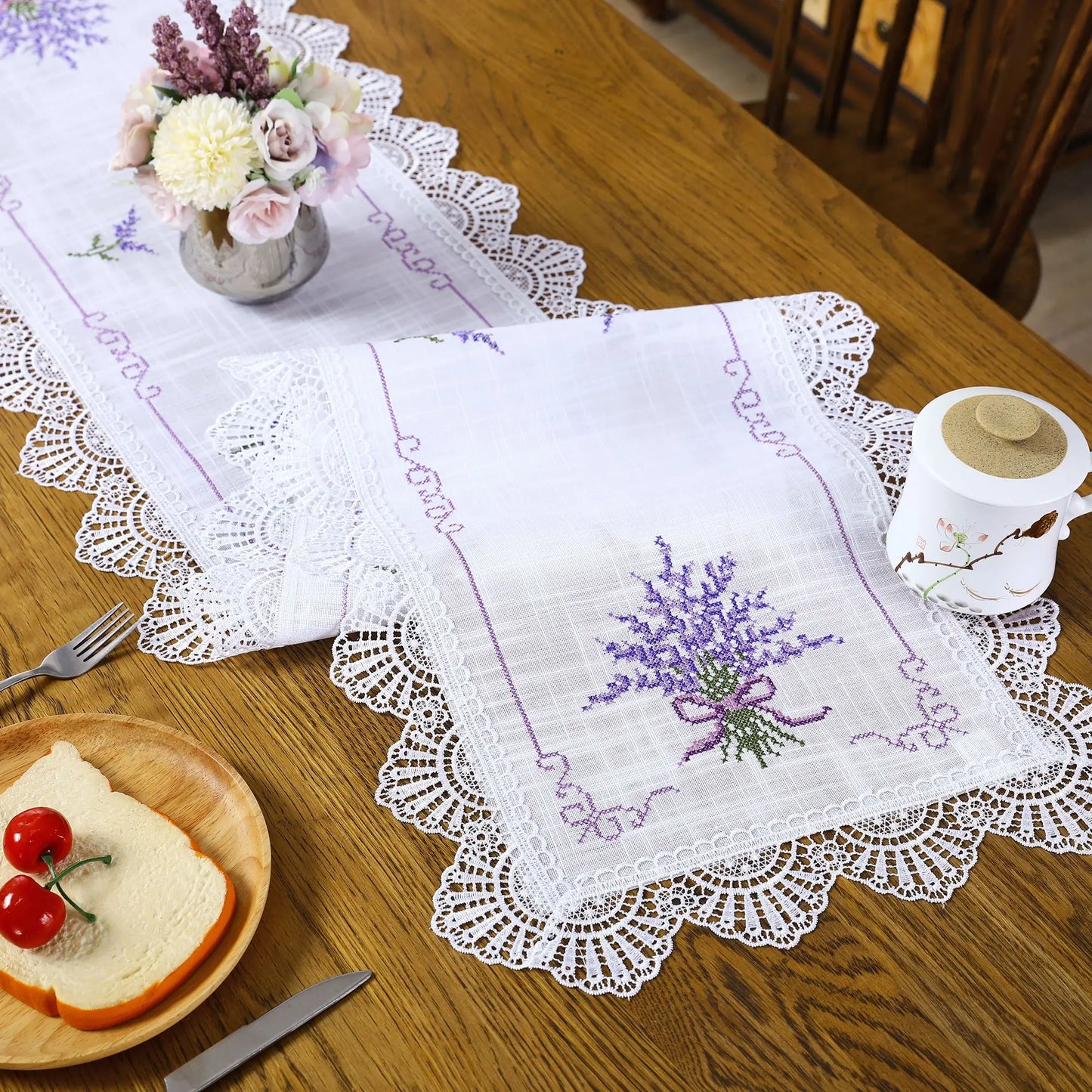 Lavender Lace Table Runner for Dining Delight