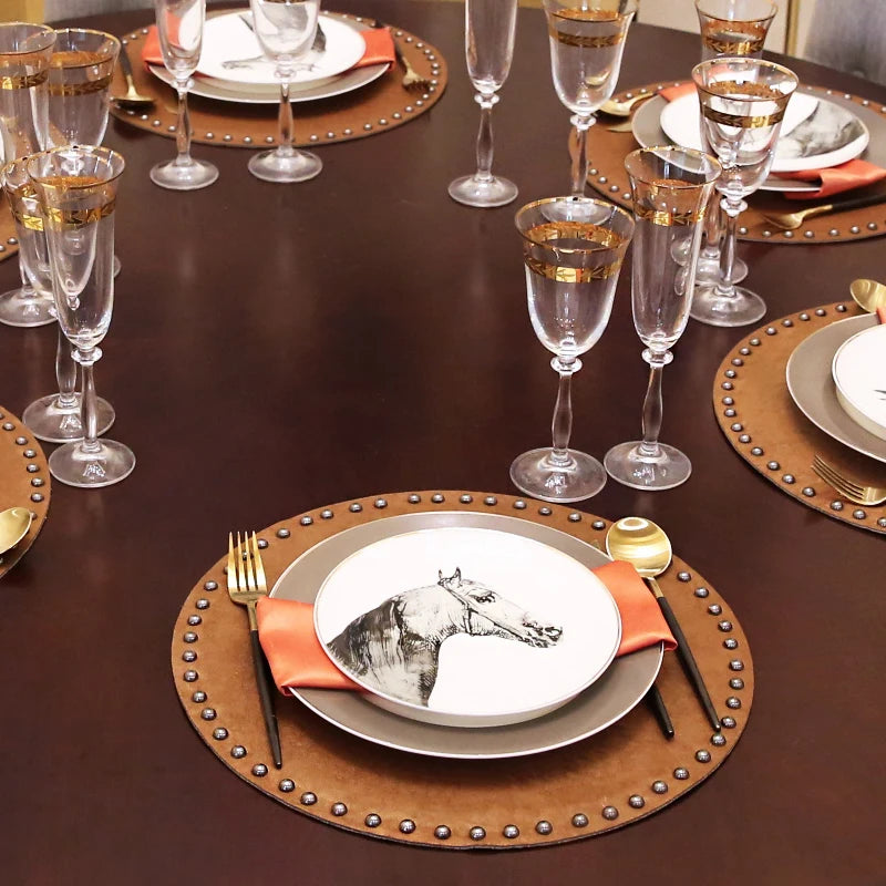 American Home Western Food Tableware Set European Steak Horse Head Pattern Plate Western Restaurant Table Decor Dinner Plate