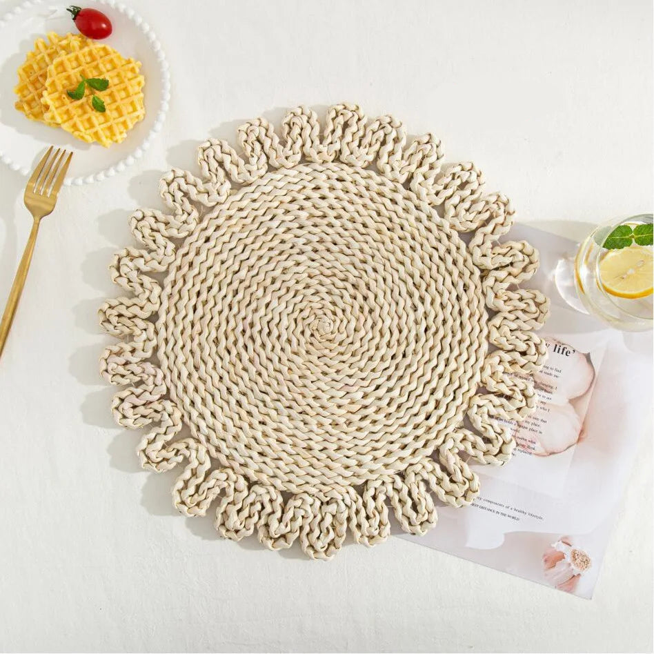 Handmade Straw Woven Corn Husk Home Casserole with Heat Insulation Tea Mat Table Mat Heat-Resistant Mat Plate Cup Placemat