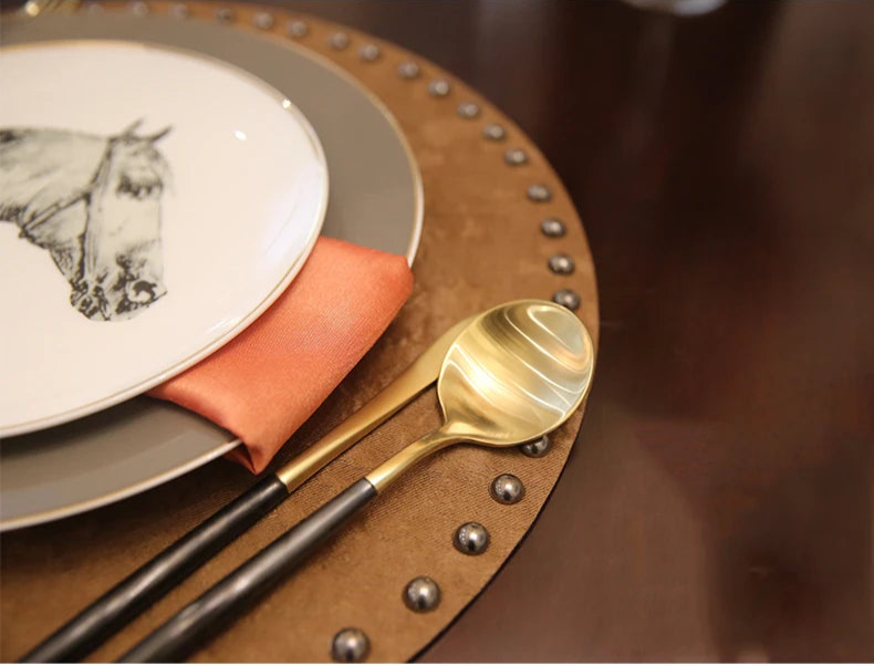 American Home Western Food Tableware Set European Steak Horse Head Pattern Plate Western Restaurant Table Decor Dinner Plate