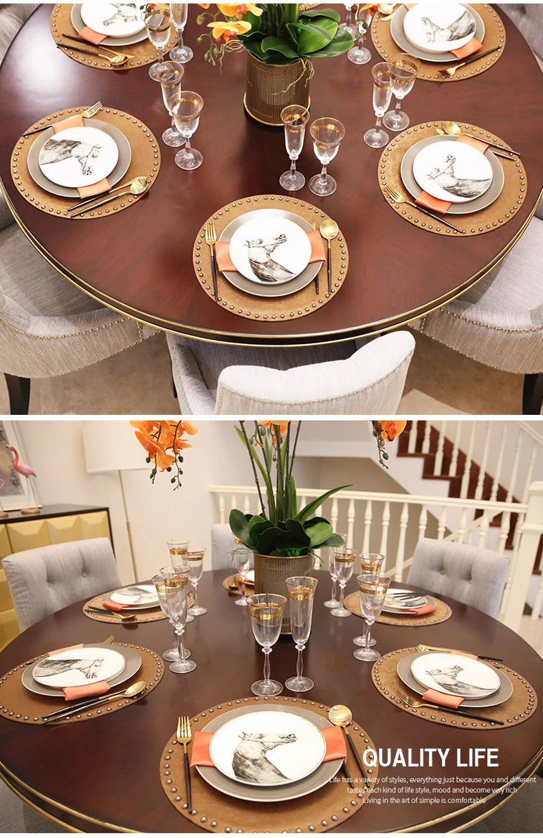 American Home Western Food Tableware Set European Steak Horse Head Pattern Plate Western Restaurant Table Decor Dinner Plate
