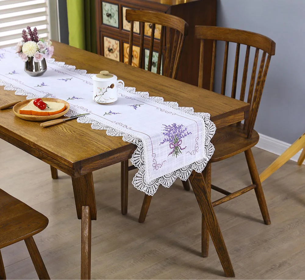 Lavender Lace Table Runner for Dining Delight