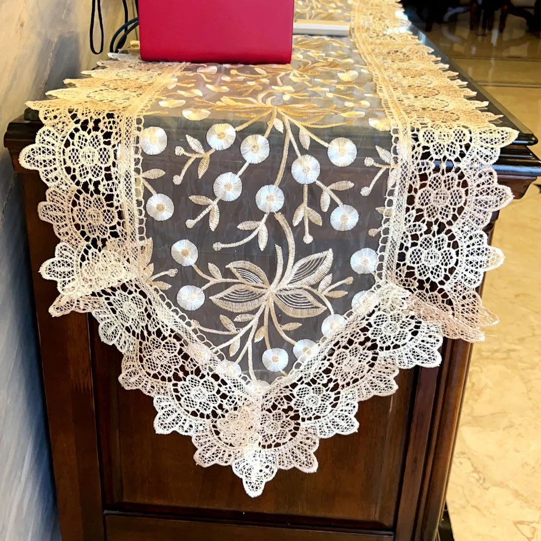Elegant Embroidered Lace Table Runner for Luxurious Decor