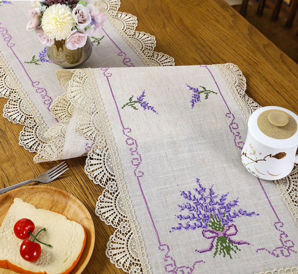 Lavender Lace Table Runner for Dining Delight