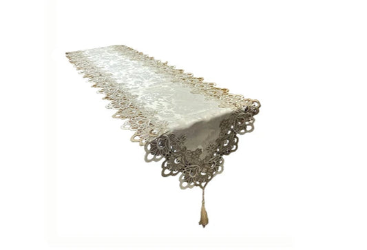 YOMDID Oval Lace Table Runner Embroidered Cabinet Tablecloth Lace Pendant Tassel Dresser Table Flag Dust Cover Manteles De Mesa