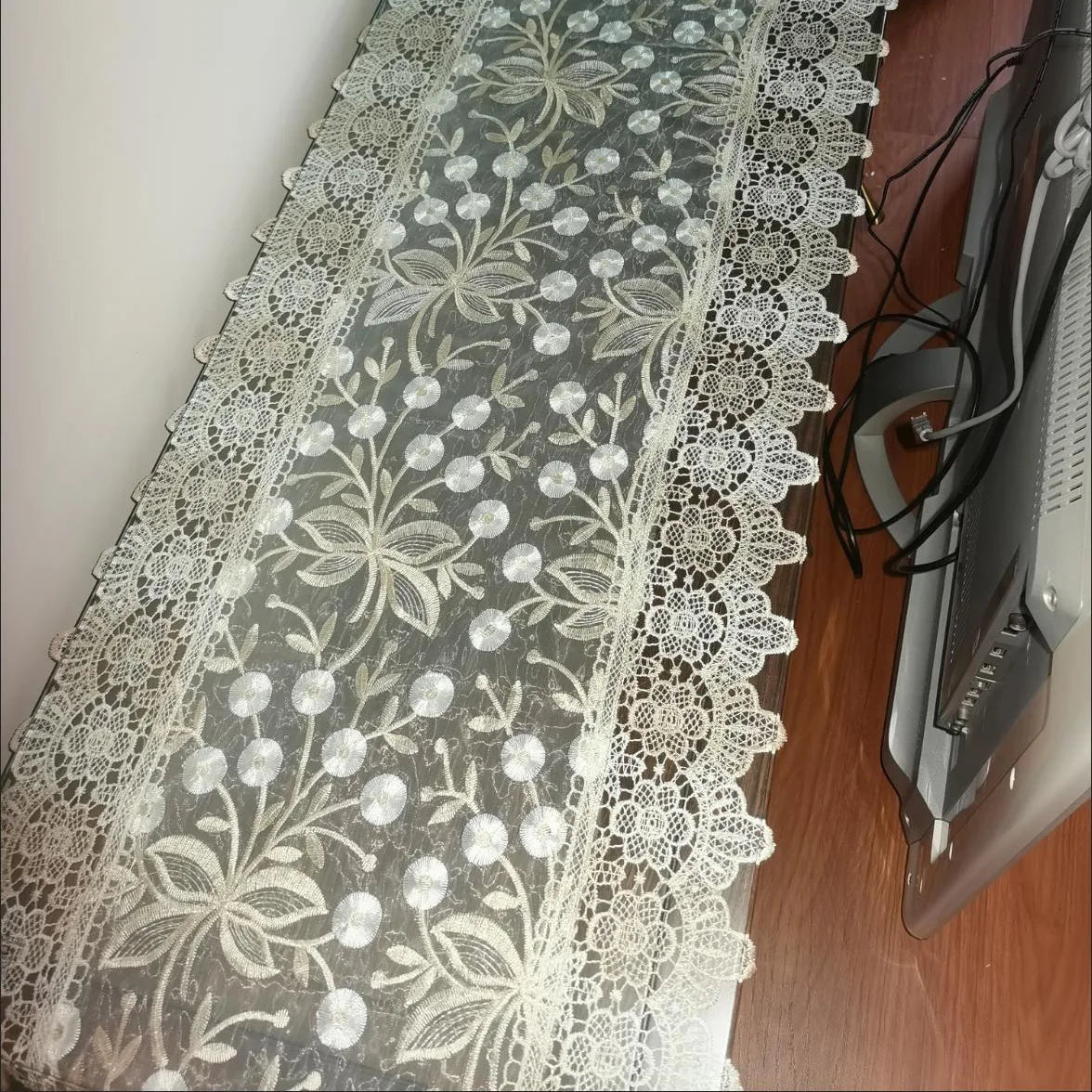 Elegant Embroidered Lace Table Runner for Luxurious Decor