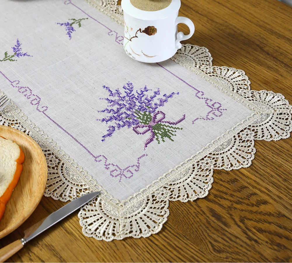Lavender Lace Table Runner for Dining Delight
