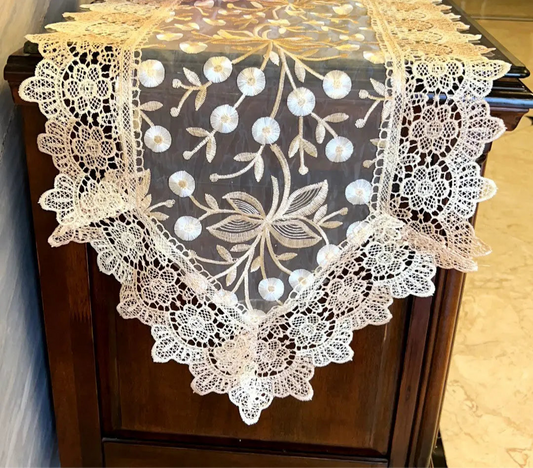 Elegant Embroidered Lace Table Runner for Luxurious Decor