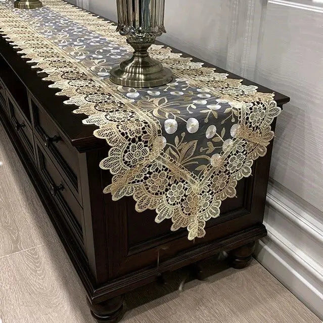 Elegant Embroidered Lace Table Runner for Luxurious Decor