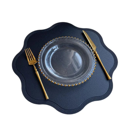 Black Green Placemat Round Flower Shaped Coffee Dinner Table Mat Coaster Heat Resistant Kitchen Accessories Tableware Dining Mat