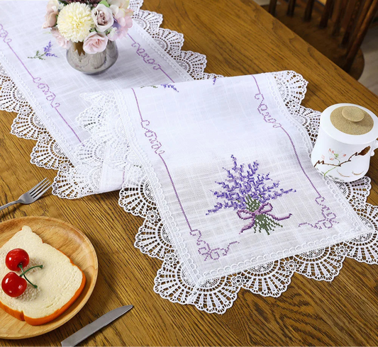 Lavender Lace Table Runner for Dining Delight