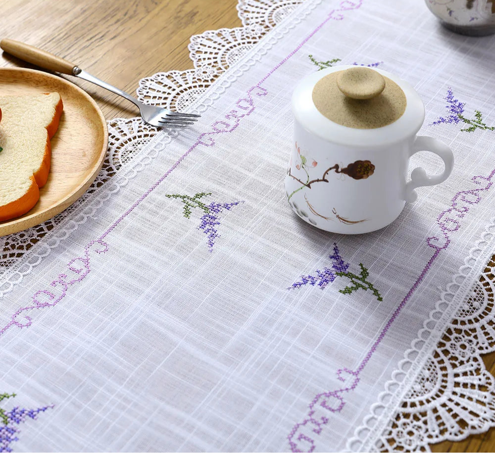 Lavender Lace Table Runner for Dining Delight