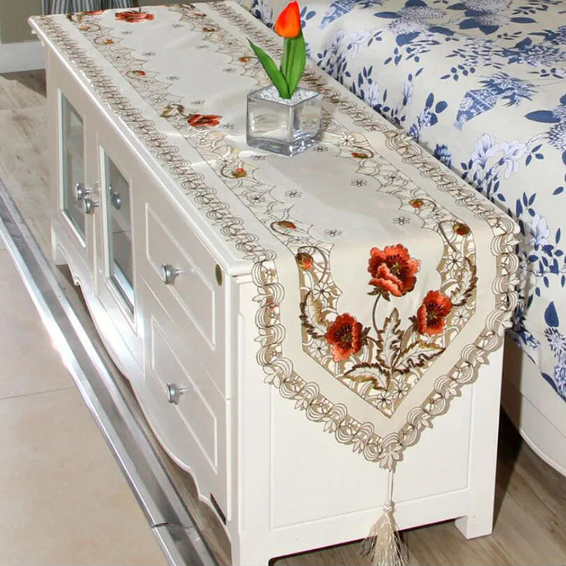 New Chinese Classical Jacquard Table Runner Tassel Home Cloth Decoration Runner Strip Tablecloth Living Room Dining Room Decor
