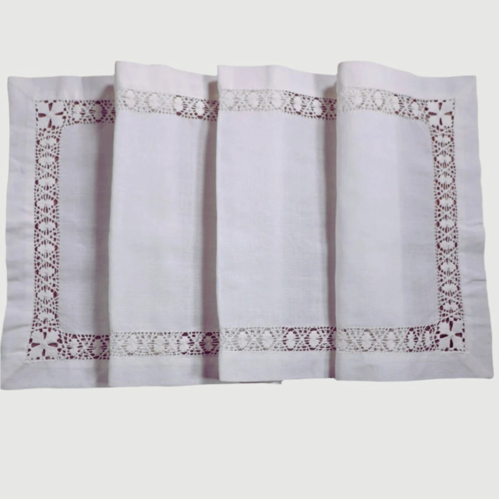 TR003  Ivory 1 piece 100% ramie 12“x36"  handmade drawn thread work hand embroidery Table runners