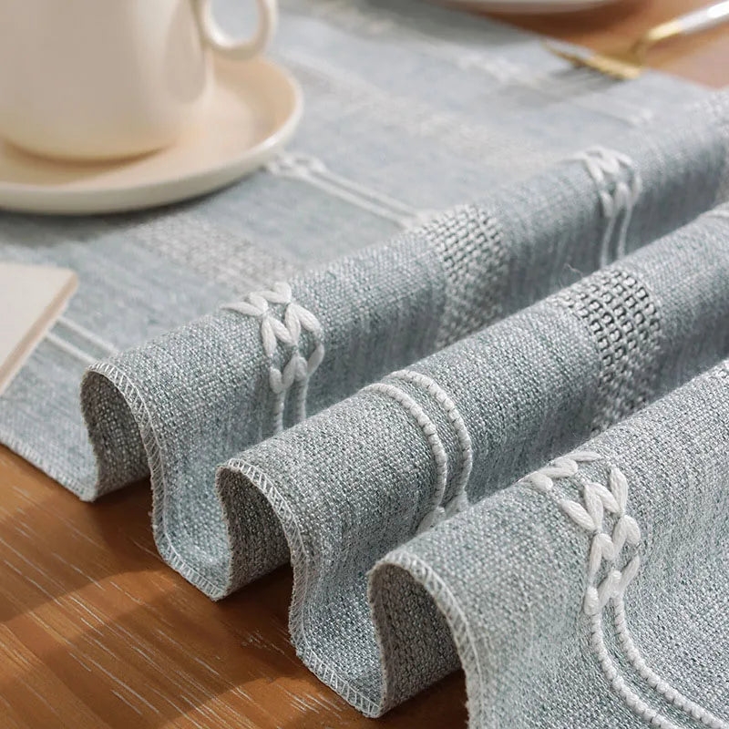 Elegant Jacquard Cotton Linen Table Runner with Tassels