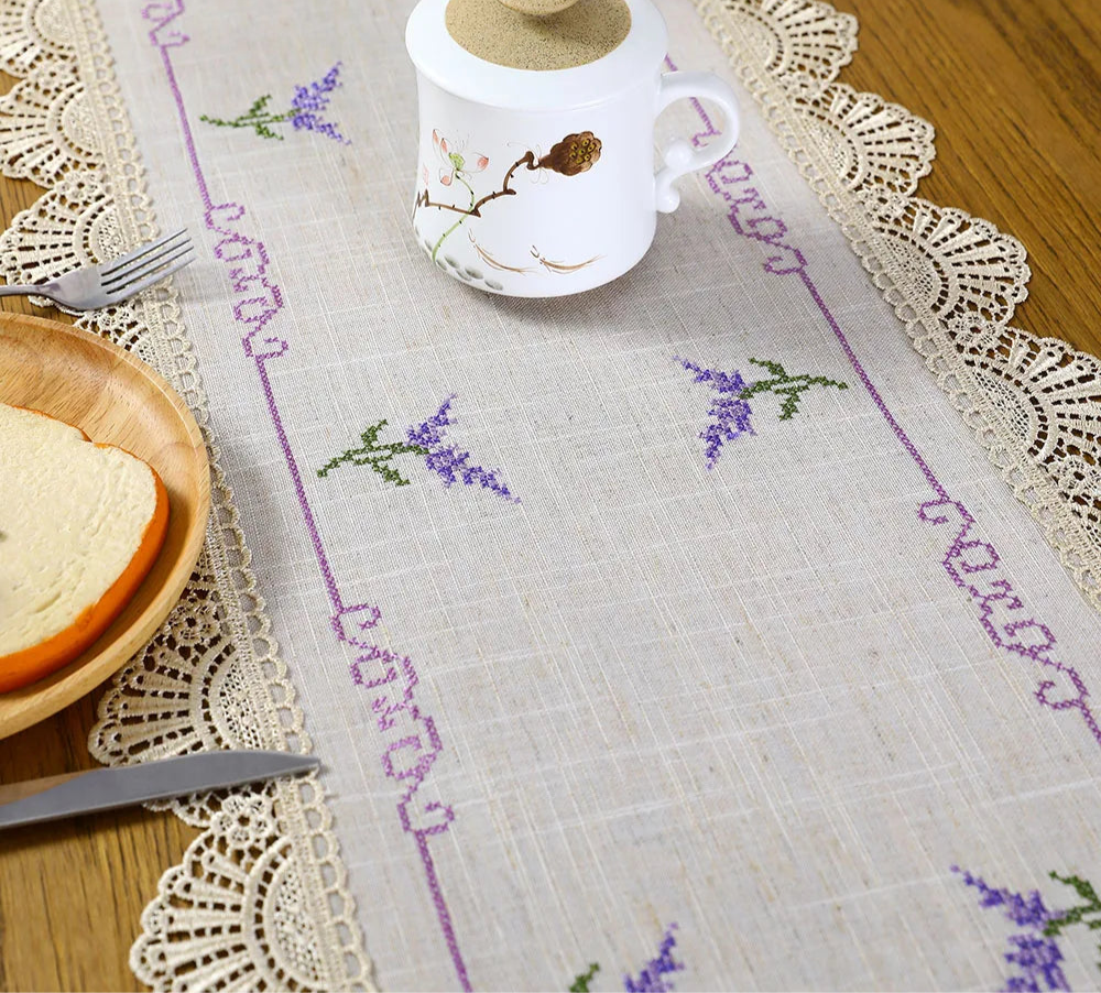 Lavender Lace Table Runner for Dining Delight
