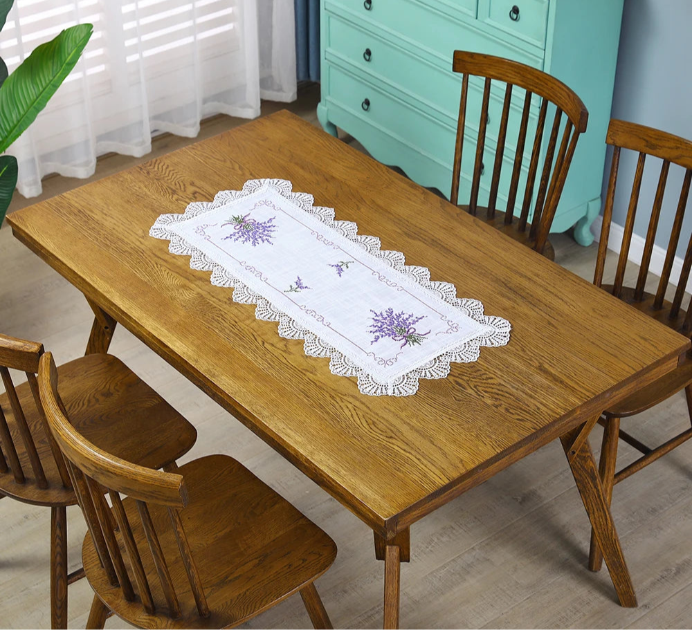 Lavender Lace Table Runner for Dining Delight